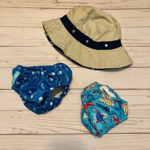 Reusable Swim Diapers and Hat 3-6 months